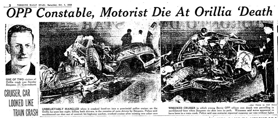 This is the story that appeared in the Toronto Star following the Oct. 3, 1958 crash that killed Const. Willis J. Jacob.