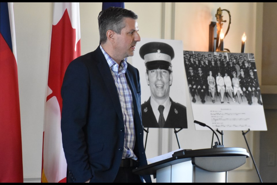 Jeff Bennett was grateful to speak on behalf of his family at an OPP ceremony on Thursday after it was announced the West Street bridge over Highway 11 would be dedicated to his father, Const. George Bennett, who died in the line of duty in 1980. Dave Dawson/OrilliaMatters