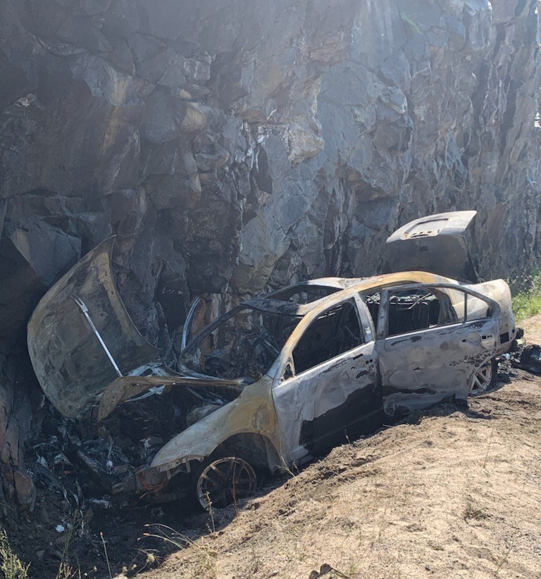 2020-08-15 Crashed and burnt car OPP