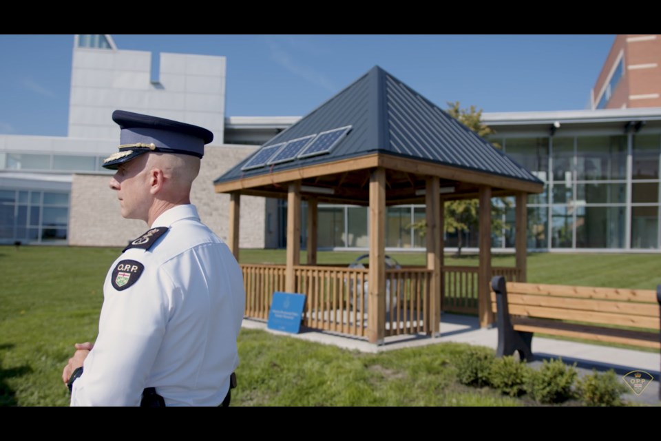 OPP Commissioner Thomas Carrique is pictured at a memorial to officers that have died by suicide. The memorial  is open to the public and can be accessed from the main parking lot at the front of headquarters on Memorial Avenue.