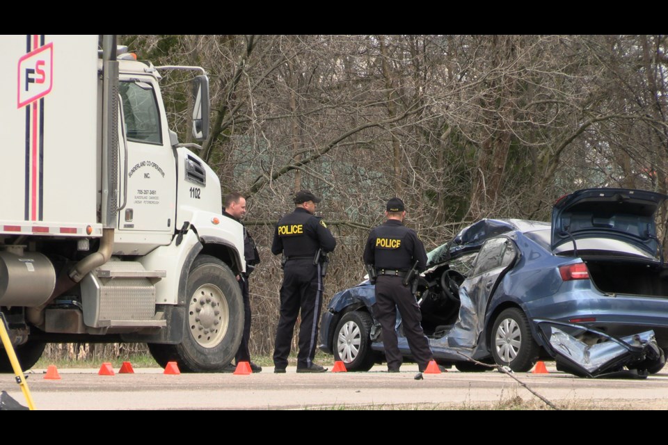 A collision Thursday at Highway 12 and Forest Avenue in Orillia sent one person to hospital.