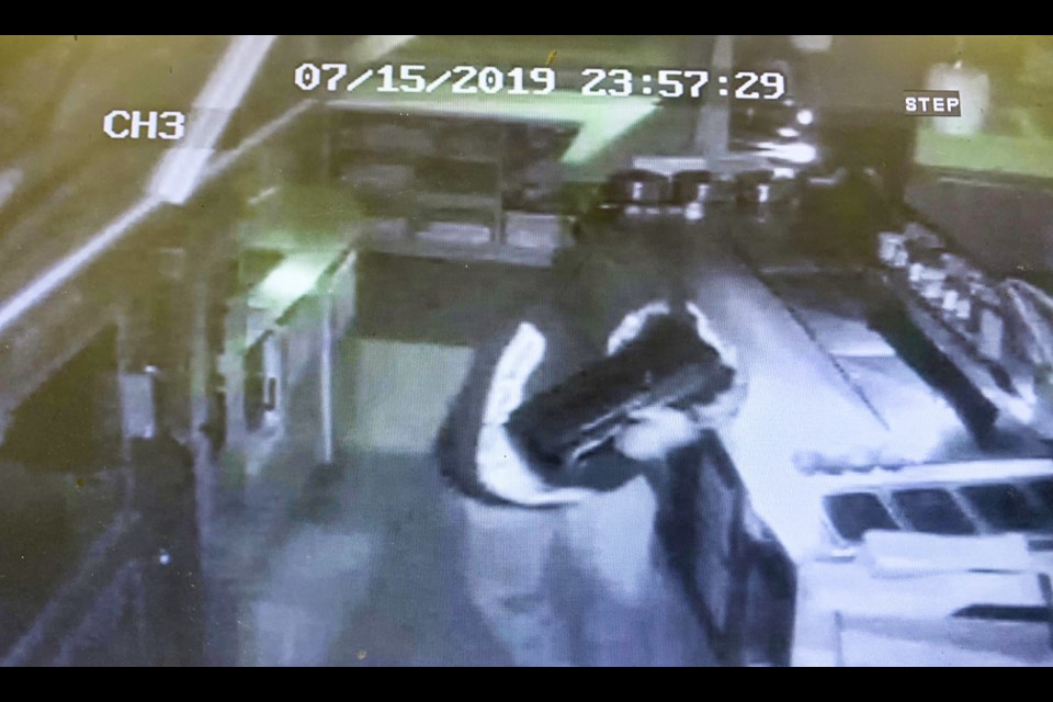 A suspect is shown during a break-in at Mr. Sub at the Fittons West Plaza late Monday night. Supplied image