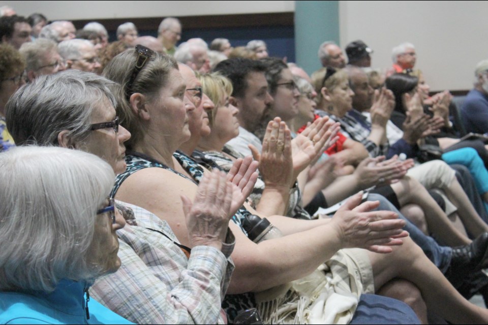 Audience members applaud during Thursday's Simcoe North all-candidates meeting at the Orillia City Centre. Nathan Taylor/OrilliaMatters