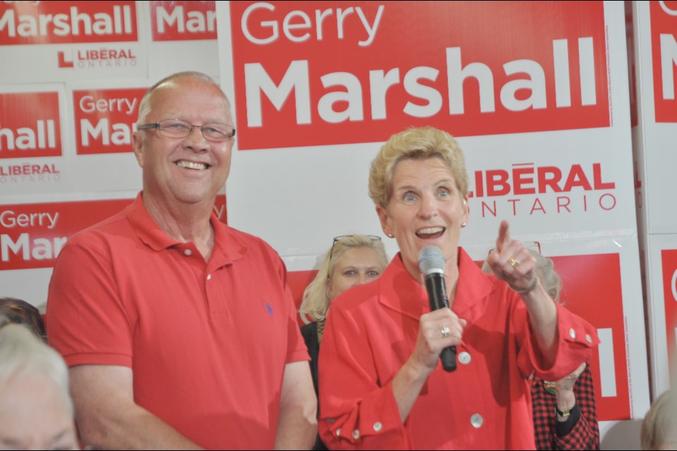 Liberal Leader Kathleen Wynne rallied support for Simcoe North candidate Gerry Marshall during a stop in Midland on Monday. Andrew Philips/OrilliaMatters