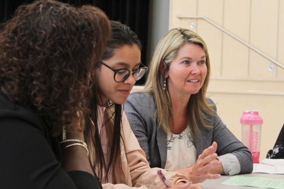 Simcoe North MPP Jill Dunlop, right, was one of seven current or former politicians taking part in Wednesday's Women in Politics speed-networking event at Orillia Secondary School. Nathan Taylor/OrilliaMatters