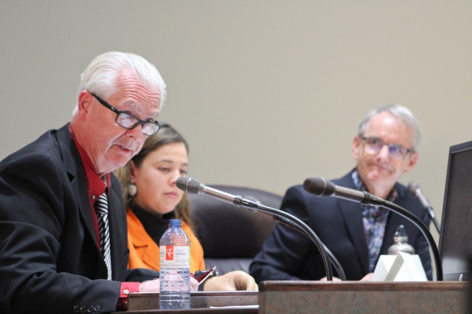 A Simcoe North federal all-candidates meeting took place Thursday at the Orillia City Centre. Pictured, from left, are Chris Brown (Christian Heritage Party), Angelique Belcourt (NDP) and Bruce Stanton (Conservative). Nathan Taylor/OrilliaMatters