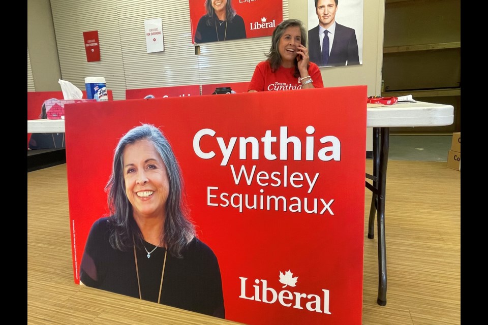 The federal Liberal candidate in Simcoe North, Cynthia Wesley-Esquimaux, spent parts of Monday afternoon and evening helping arrange rides for seniors who needed a ride to polling stations. 