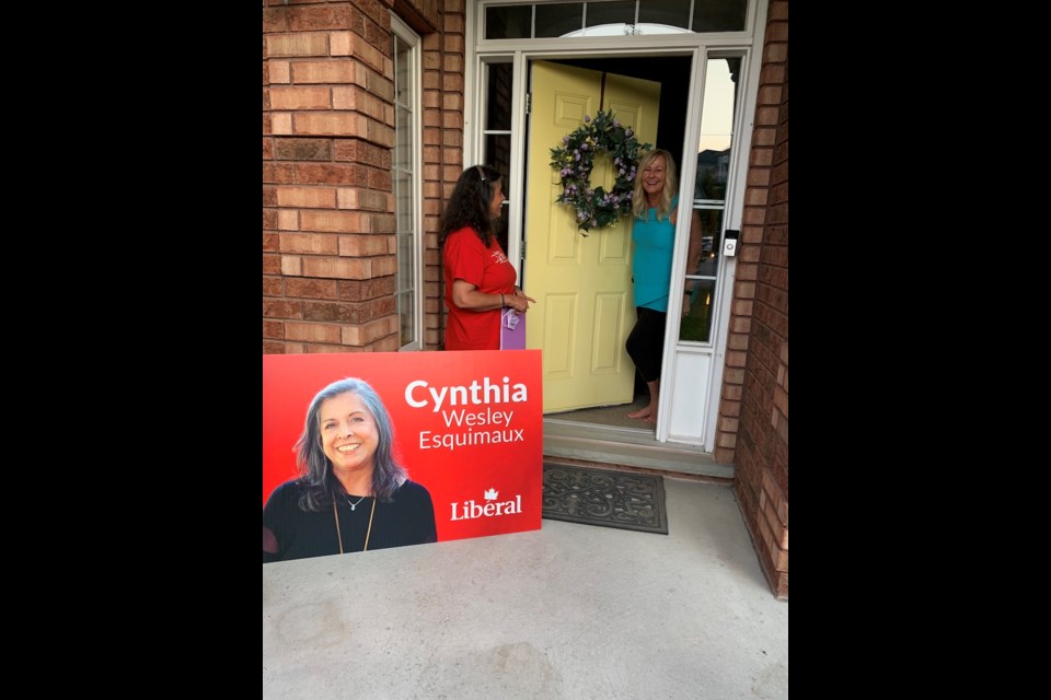 Liberal candidate Cynthia Wesley-Esquimaux has been doing door-to-door canvassing during the 2021 election.
