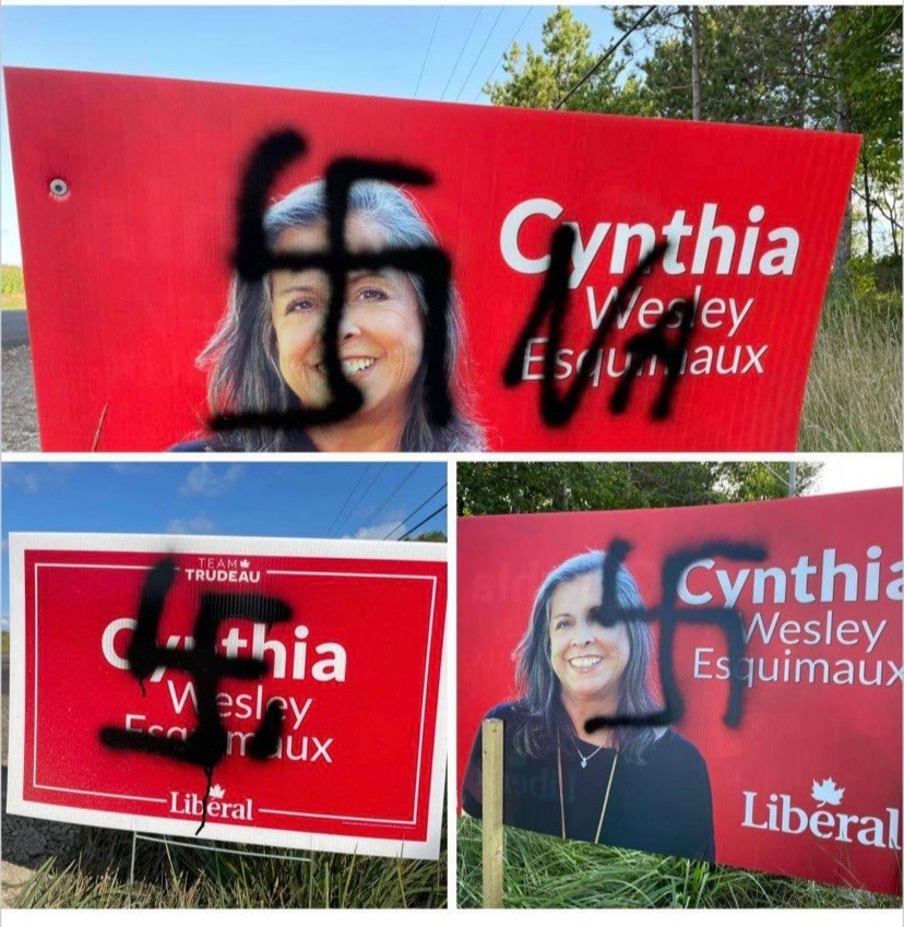 Cynthia Wesley-Esquimaux sign vandalism 