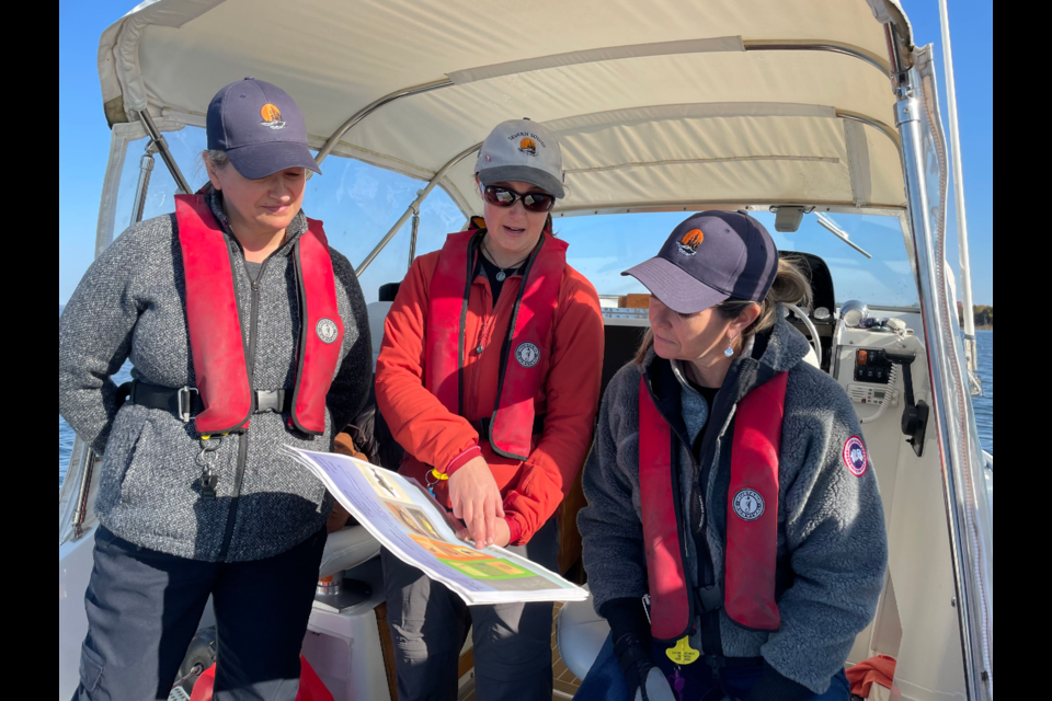 Simcoe North MPP Jill Dunlop, right, joined the Severn Sound Environmental Association for water sampling in the fall of 2022.