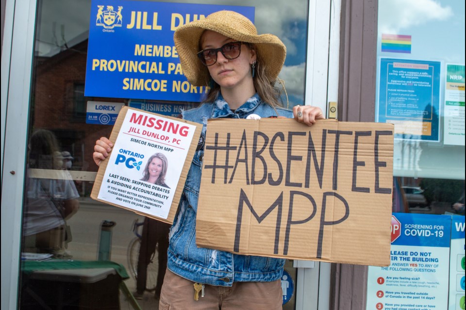 Madeleine Fournier is one of the organizers behind a pop-up rally slated to take place at Simcoe North MPP Jill Dunlop's West Street South office Sunday morning. 