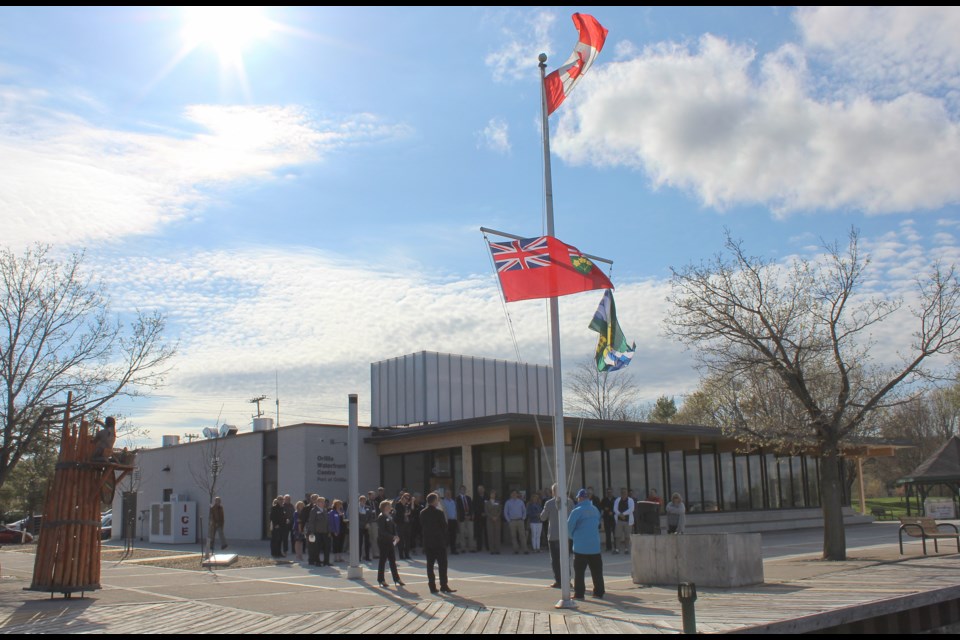 A crowd gathered Thursday at the Orillia Waterfront Centre to mark the annual official opening of the Port of the Orillia. Nathan Taylor/OrilliaMatters
