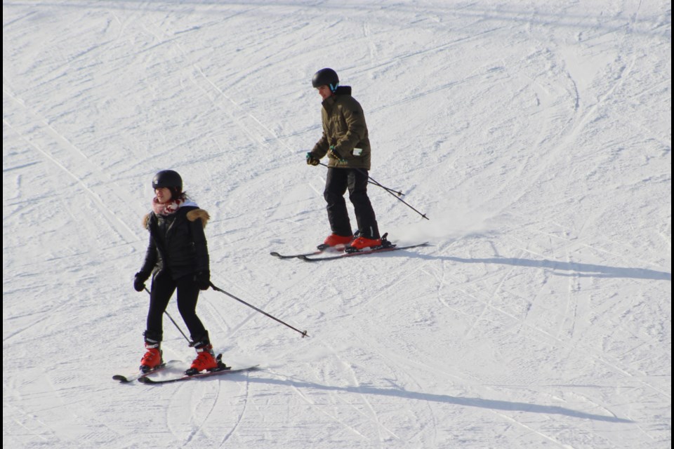 Skiers enjoyed a sunny day on the hills at Mount St. Louis Moonstone on Friday. Nathan Taylor/OrilliaMatters