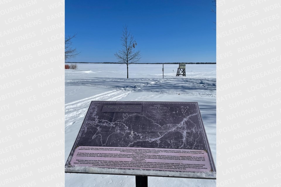 This plaque honours the memory and sacrifice of First Nation chiefs and warriors who stood as allies of the British to ensure the defense of Upper Canada during the War of 1812.
