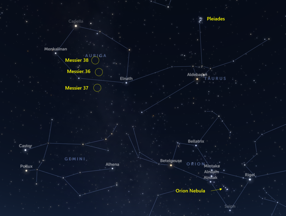 Orion and Taurus and Auriga