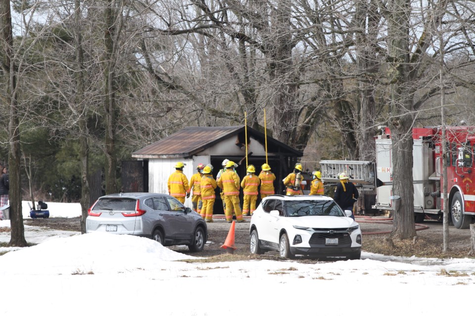 Severn Township firefighters were dispatched to a garage fire on Telford Line Sunday afternoon and were able to quickly control the fire, which was contained to the stand-alone garage structure.
