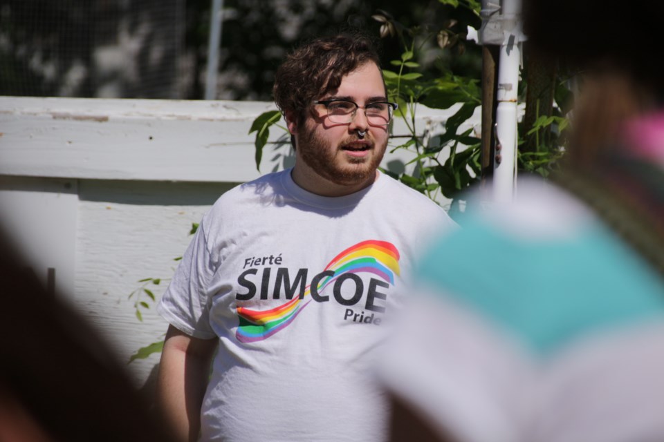 Brandon Rhéal Amyot, president of Fiérte Simcoe Pride thanked people for coming to Washago earlier this summer for the first ever pride flag-raising in Severn Township. The Orillian said this weekend's gala recognized "amazing work" being done across the region. Mehreen Shahid/OrilliaMatters