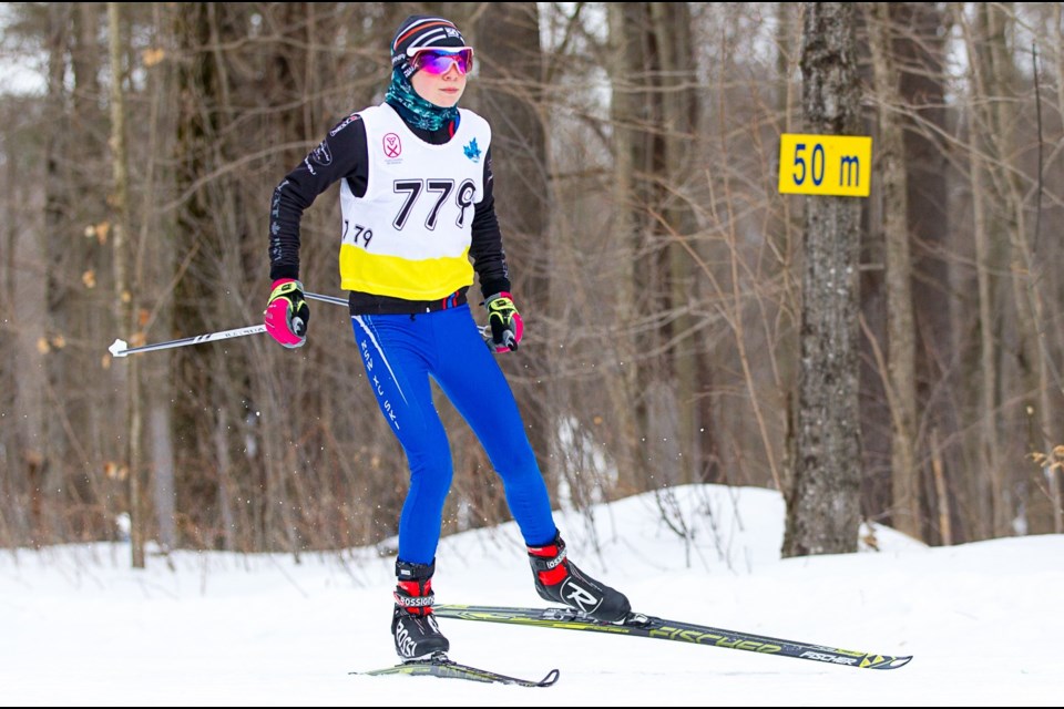 Anna Jaklova shows the form that helped her ski to two gold medals and a silver medal at the Eastern Ontario Championships recently. It was a strong showing for the Lifeski Academy Ski Club in its inaugural season of competition.