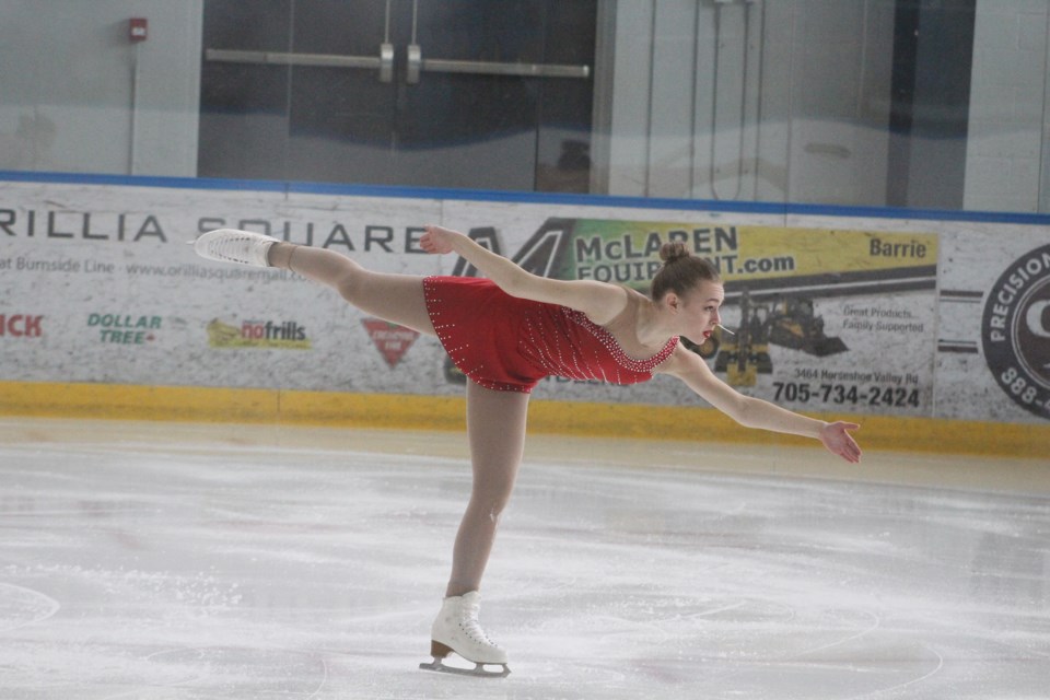 Brianna Luciani, of the Hamilton Skating Club, competes Sunday in the novice women's free program at Rotary Place. Nathan Taylor/OrilliaMatters