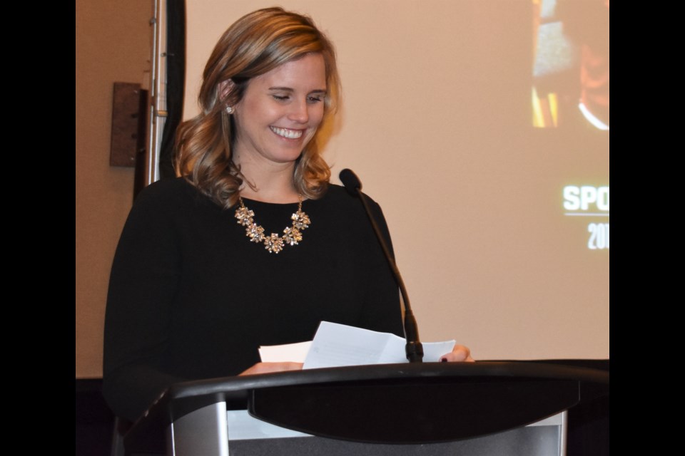 Brittney Fess said she was humbled to be inducted into the Orillia Sports Hall of Fame. The gala was held Saturday night at Casino Rama. Dave Dawson/OrilliaMatters