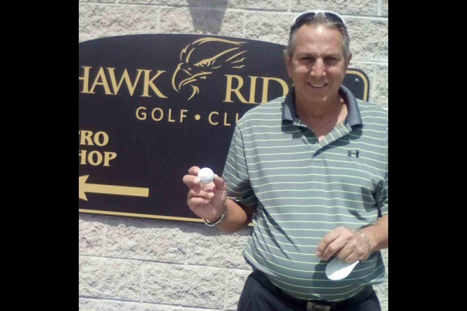New Hawk Ridge Golf Club member Bruce Devenz scored his fourth career ace on Monday, July 30. Devenz, playing with Monty Kuntz, aced the 105-yard 14th hole on the Timber Ridge course. Devenz hit a gap wedge for his first hole-in-one at Hawk Ridge.