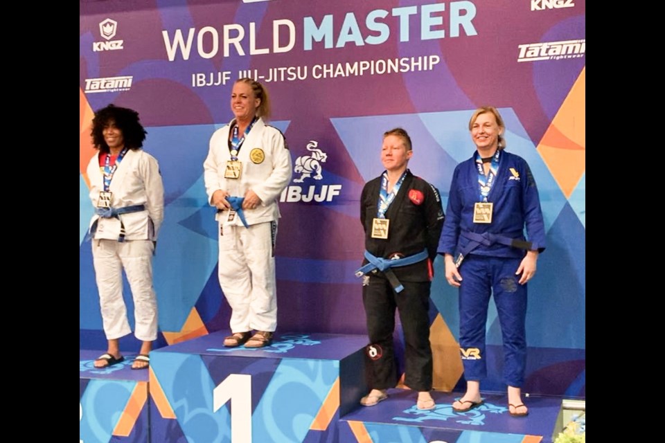 Orillia's Staci Shaw, second from left, took the top spot in her belt level at the 2019 World Master International Brazilian Jiu-Jitsu Federation Championship in Las Vegas. Supplied photo