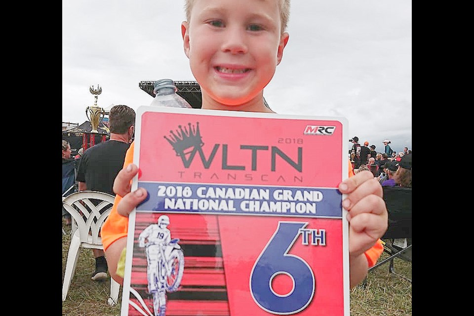 Oro-Medonte's Blake Patterson, 6, placed sixth recently at a national motocross championship. Supplied photo