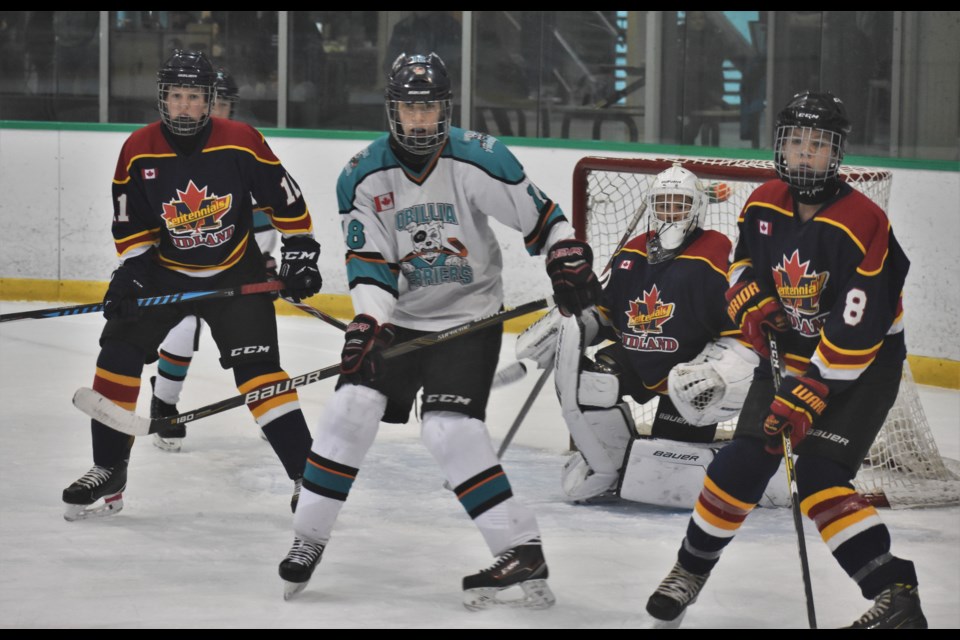 The Orillia Royal Canadian Legion Br. 34 bantams were too fast, too strong and too talented for the Midland Centennials as they skated to a convincing 7-0 win over their regional rivals Friday morning at Rotary Place. It was a good start for the local bantams who are among nine teams in that division hoping to win the title in the annual Jim Wilson Classic happening all weekend at local rinks. Dave Dawson/OrilliaMatters