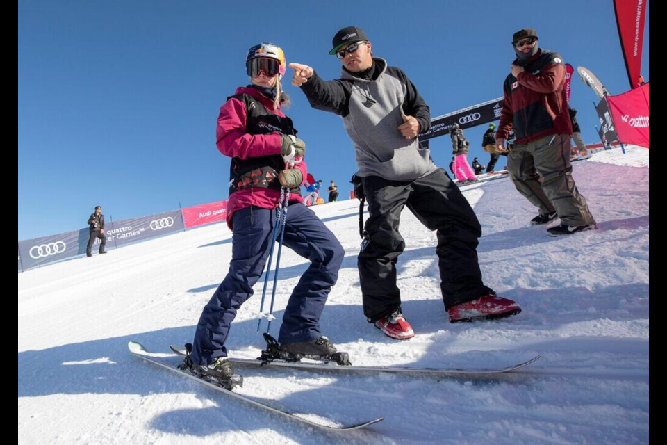 Orillia's Toben Sutherland has been selected as the head coach of the new Big Air ski team for Canada’s 2022 Olympic team. He's shown on the ski hill with gold-medal winner Dara Howell. 