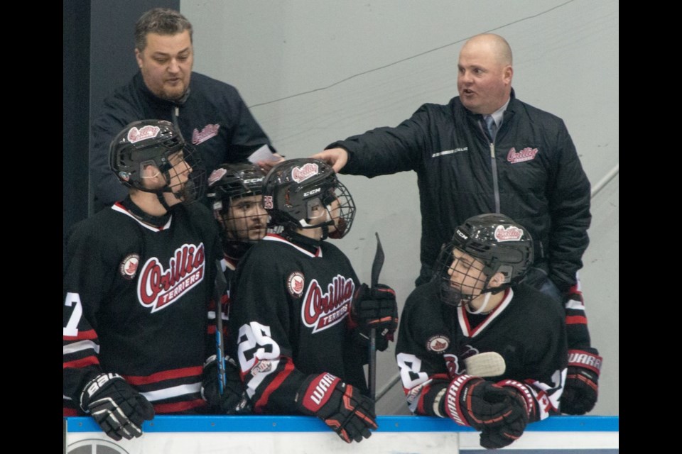 Orillia Terriers head coach Dallyn Telford is preparing for a Dec. 1 start to the new season. This week, the province announced physical contact would have to be limited, essentially eliminating body checking. Tyler Evans/OrilliaMatters File Photo