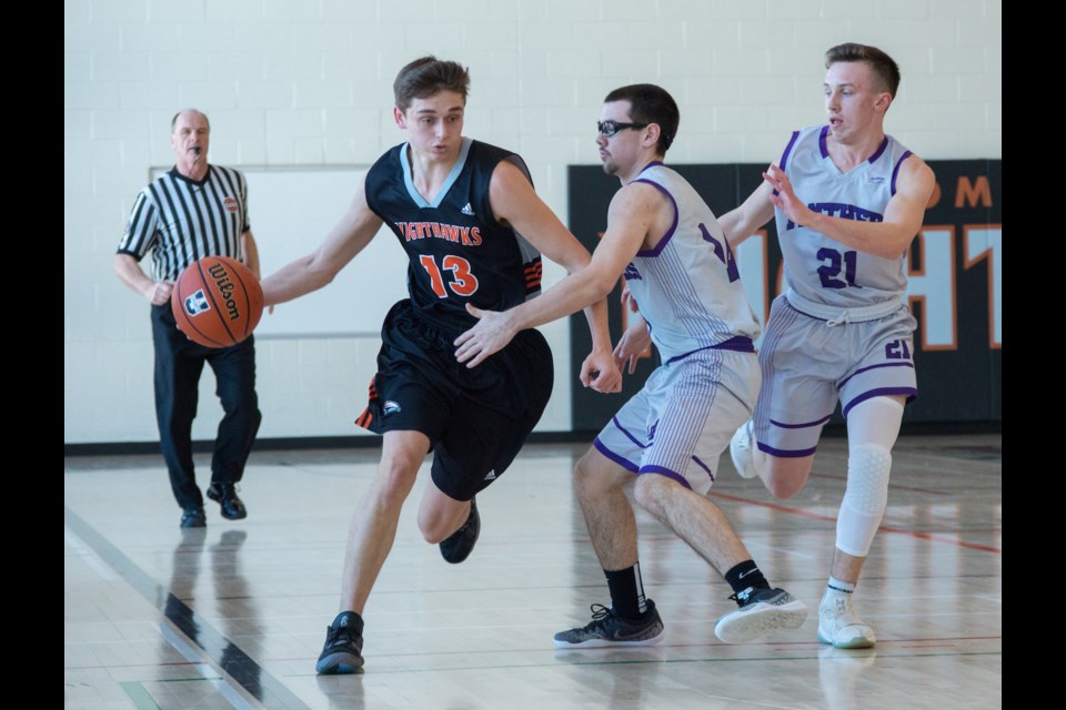 Matt Mercer had a 20-point game to help the Nighthawks breeze to a 74-29 victory over St. Peter's. The Orillia squad is now headed to OFSAA. Tyler Evans/OrilliaMatters