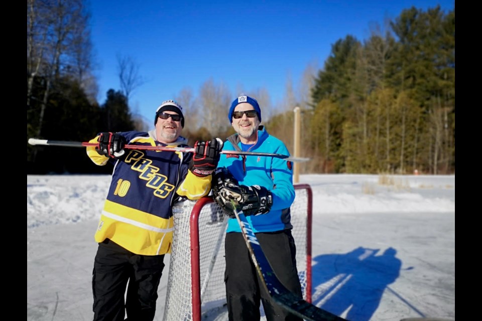 Brad Simpson and Al Nicholson have been out on the pond, practising for the 2022 Braestone Winter Classic Charity Pond Hockey Tournament. 