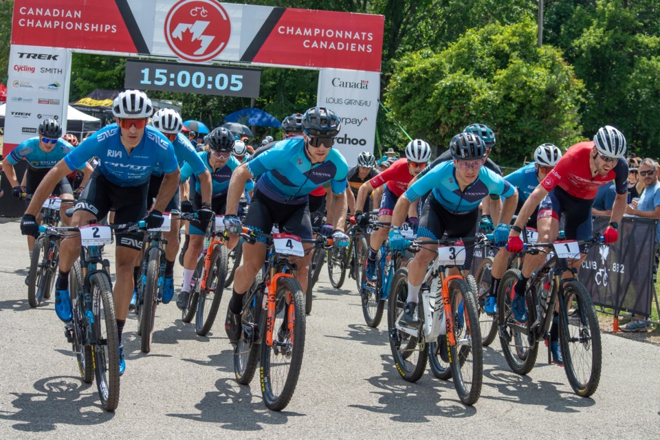 It's estimated about 1,500 spectators attended the Canadian Cross-Country Mountain Bike Championships at Hardwood Ski and Bike on Saturday.