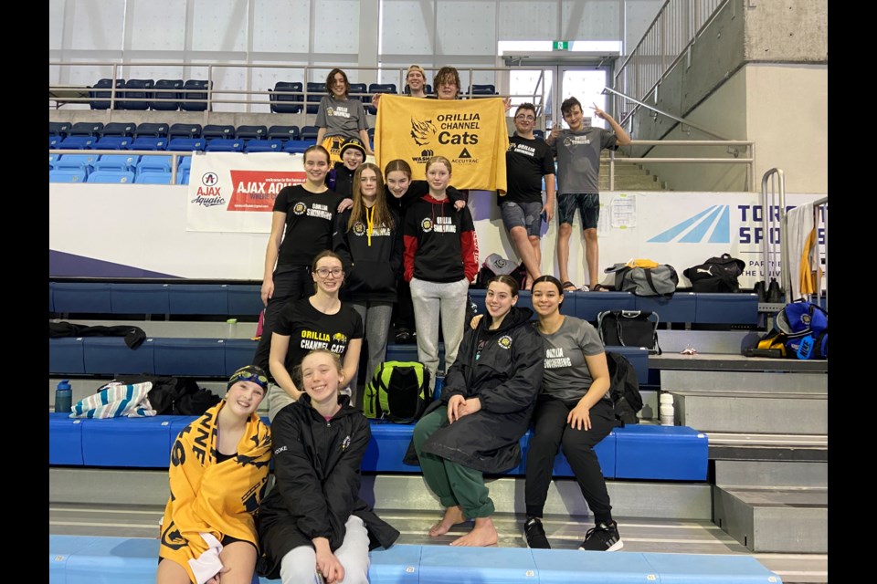 Orillia Channel Cats swimmers are shown during a recent event in Scarborough.