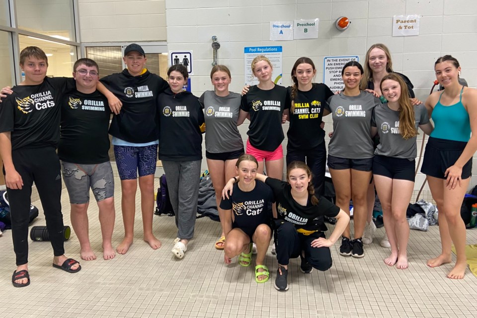 The Orillia Channel Cats sent 29 swimmers to the first competitive meet of the season in Milton.