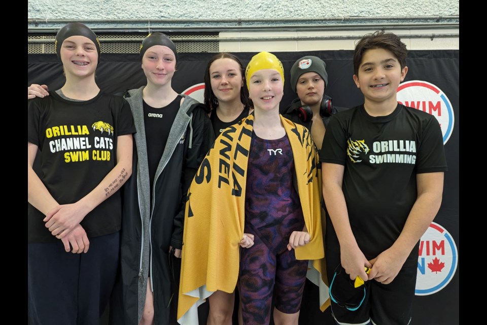 Members of the Orillia Channel Cats Swim Club are shown at a recent meet.