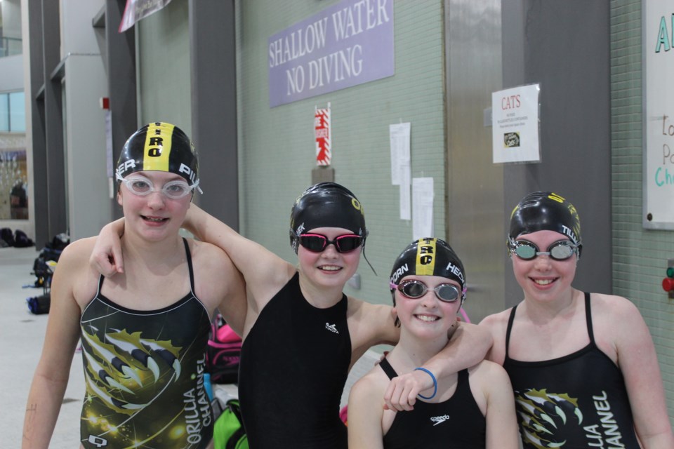 Members of the Orillia Channel Cats 10 and under girls had a strong showing at the Huronia Short Course Regional Championship.
