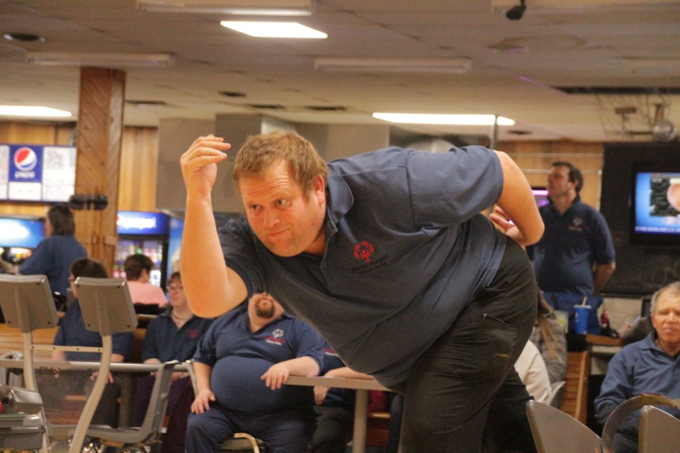 Dennis Chamberlain has a laser focus when it comes to bowling. He trains every week at Orillia Bowl with his teammates. Contributed photo