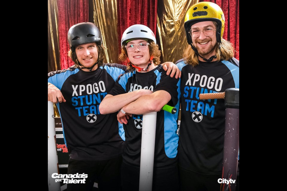 A professional extreme pogo team is set to appear on Canada's Got Talent this week. From left are Micheal Mena, of Hamilton, Duncan Murray, of Burton, N.B., and Harry White, of Orillia.