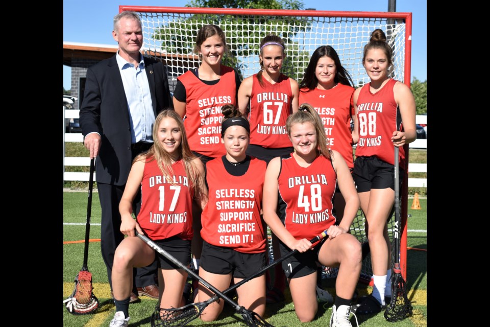 Eight local girls’ field lacrosse players competed for Team Canada last summer. Long-time local coach Pat Morris was selected to coach Team Ontario’s U19 team. In the back row, from left: Pat Morris, Annie Lloyd, Emma Torkoff, Jerica Obee and Paige Stachura. In the front row: Jordan Kummer, Kennedy Lynch and Kassidy Morris. Missing: Kayleigh Aitken. Several of these players will speak at an upcoming symposium about opportunities the sport provides. Dave Dawson/OrilliaMatters