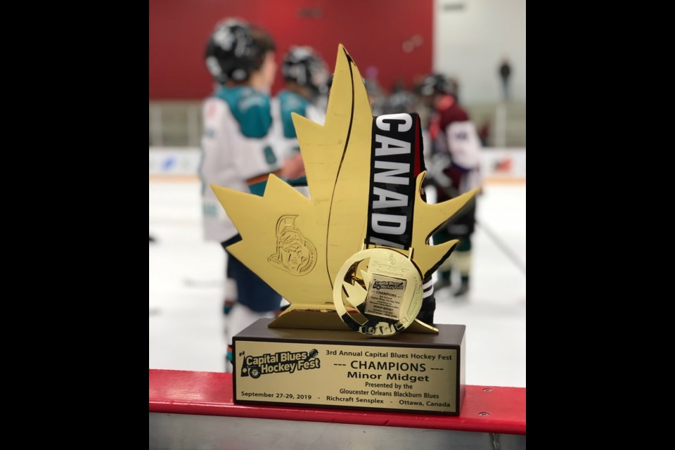 The Orillia Scotiabank minor midgets won the Capital Blues Hockey Fest. Tournaments like this - including the popular events hosted in Orillia - are unlikely to happen in 2020-21. Contributed photo