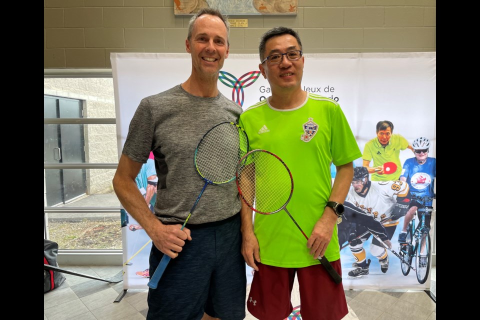 Scott Browne, left, and his badminton partner, Steven Guo, have their sights set on gold at the 55+ Ontario Winter Games. 