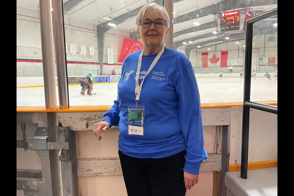 Maureen Hurren has been volunteering with the Ontario 55+ Winter Games at the Rama First Nation’s Mnjikaning Arena Sports Ki (MASK) this week. She is one of more than 150 volunteers who are crucial to the multi-sport event's success.