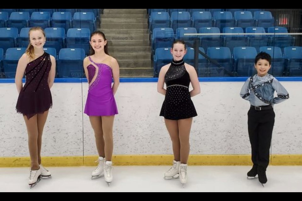 Four Orillia Figure Skating Club skaters have qualified for the Skate Ontario Provincial Championships. From left: Anastasia Baillie, Hailey Irwin, Lenna Elliott and Ben Anderson.