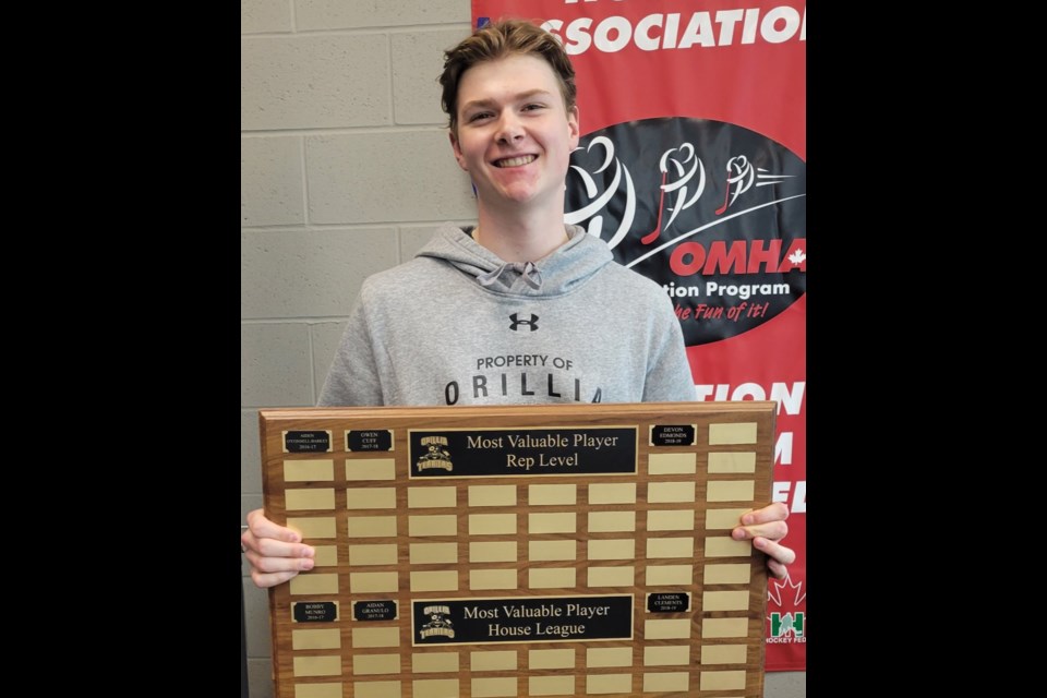 Thomas Goard is this year's winner of the Most Valuable Player in Orillia Minor Hockey's rep program.