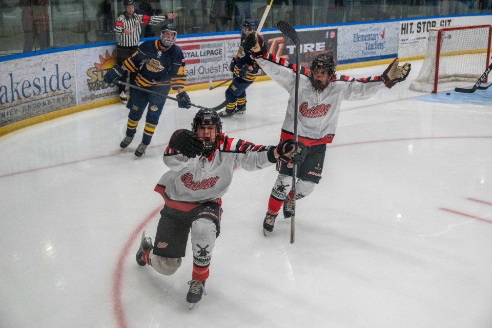 Orillia Terriers' forward Marcus Petroff scored the first goal of the playoffs during Tuesday night's 5-1 Game 1 victory over the Huntsville Otters. 