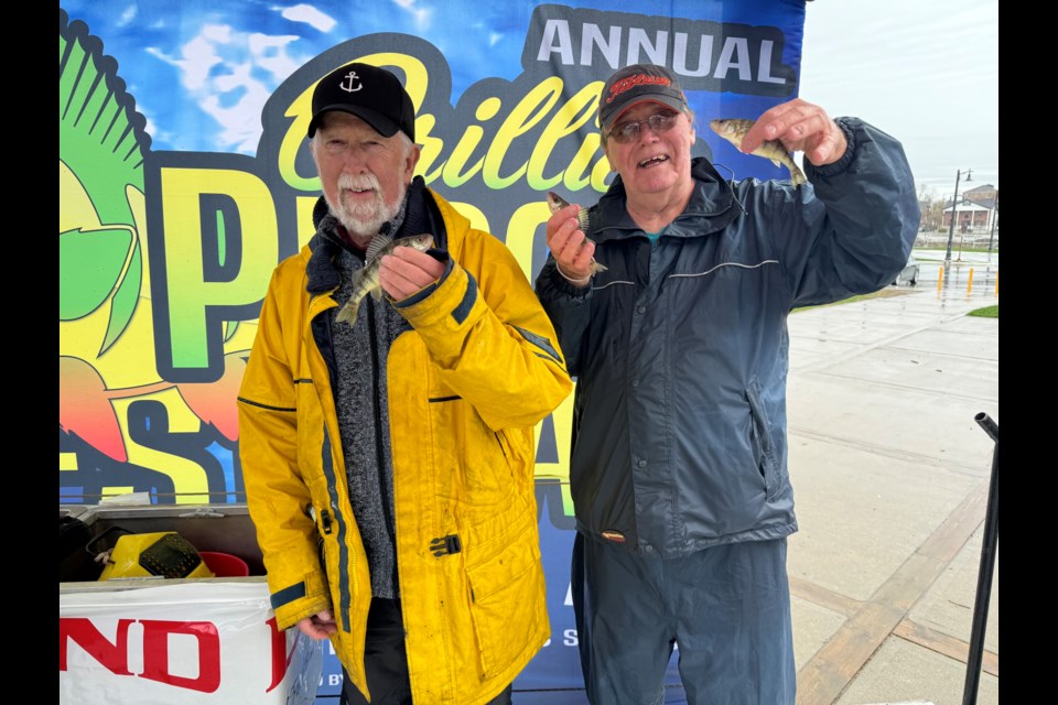 Fred Terry, left, and Elgin Quesnelle, of Orillia, have fished in the Orillia Perch Festival for all 42 years of the event.