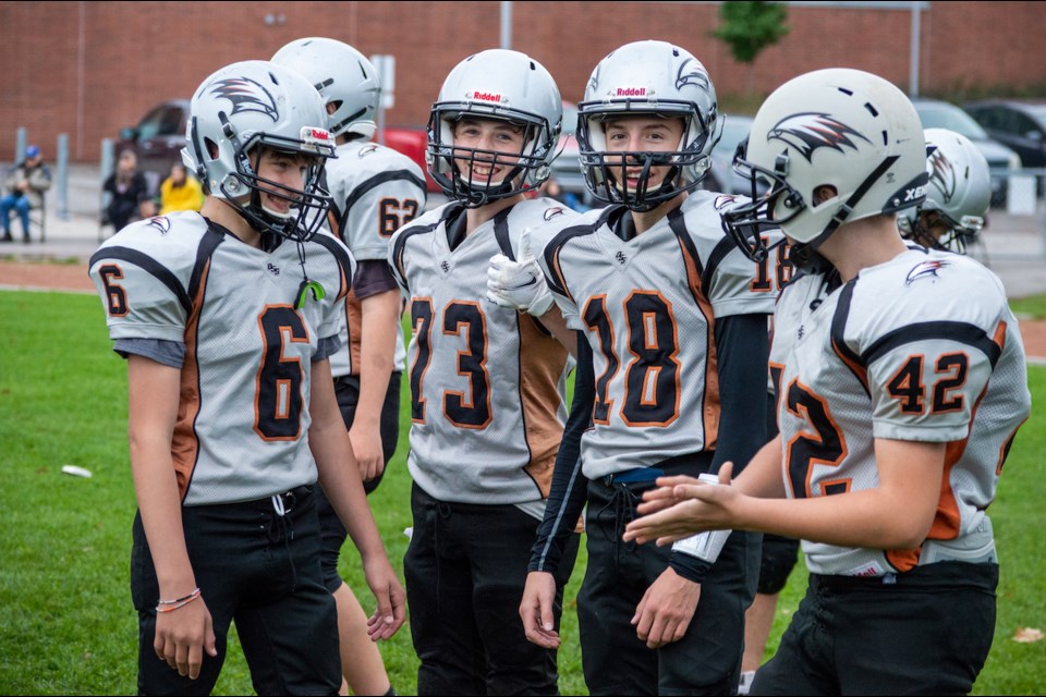The OSS Nighthawks were all smiles on Thursday afternoon after improving their record to 4-0 after downing the Barrie North Vikings by a score of 35-13. 