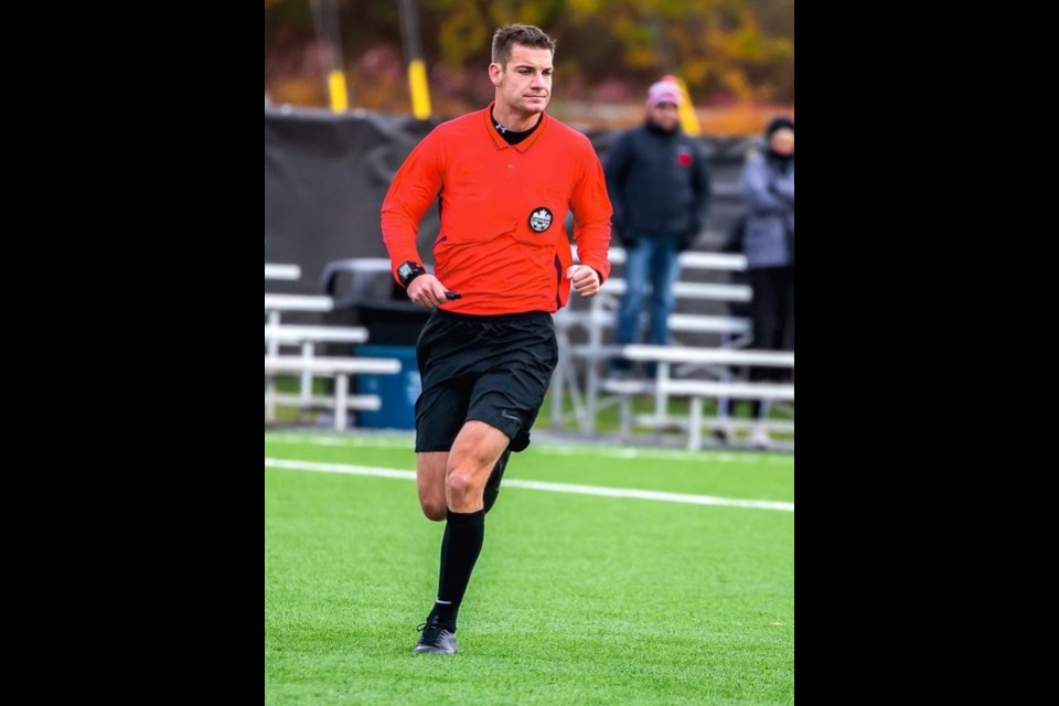 Former Park Street Collegiate  Institute soccer player Brad Doubrough has used his thick skin and top-notch work ethic to climb the provincial soccer refereeing ranks. His goal is to one day officiate on the World Cup stage. Contributed photo