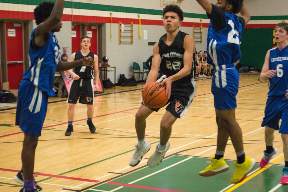 The Patrick Fogarty senior boys basketball team has OFSAA aspirations this season and a big reason for that is  the play of Tyler Huxtable, who only started his basketball career four years ago. Tyler Evans/OrilliaMatters